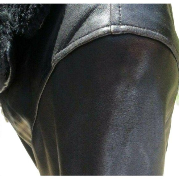 Andrew Marc NY Black Zippered Leather Jacket with Faux Fur Trim S/P JHE57 - Picture 11 of 12